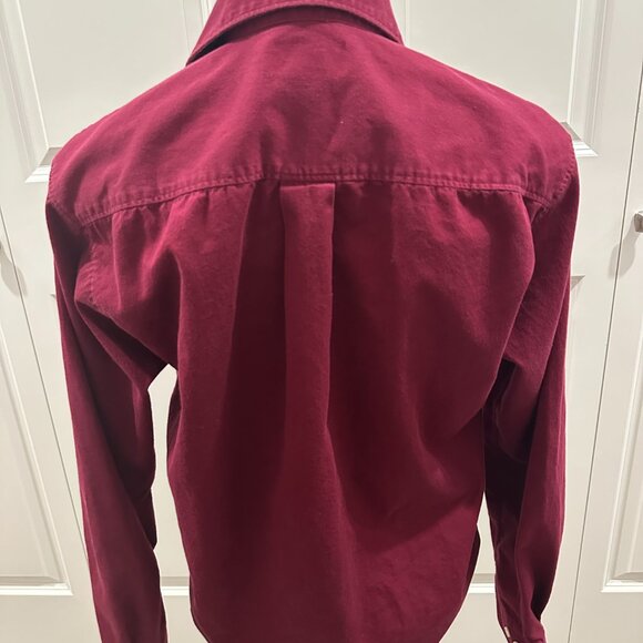 Vintage Lands' End Button Up Burgundy Maroon Shirt Size 12 Women's 100% Cotton - Picture 2 of 3